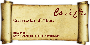 Csirszka Ákos névjegykártya